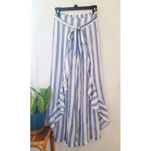 5/25⭐ Blue Striped Ruffled Palazzo Pants
